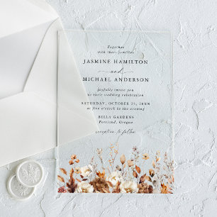 Invitations En Acrylique Mariage champêtre automnal dans une prairie fleuri