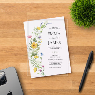 Invitations En Acrylique Mariage Champêtre Moderne Minimaliste Bohème aux F