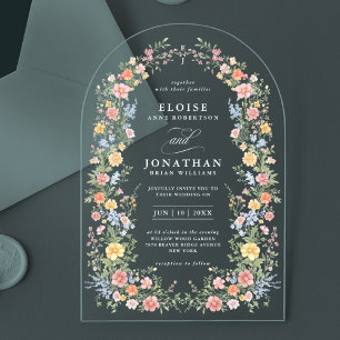 Invitations En Acrylique Mariage Chic Floral Orné de Printemps au Pastel Do