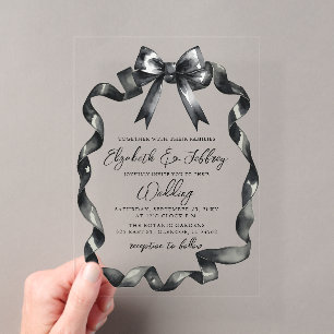 Invitations En Acrylique Mariage Chic Moderne Coquette Arc Noir Aquarelle