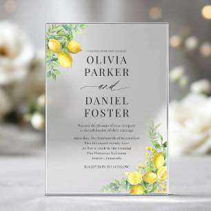 Invitations En Acrylique Mariage Citron Citrus