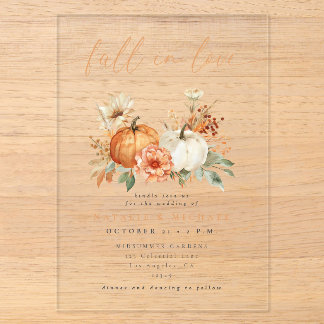 Invitations En Acrylique Mariage Citrouille Coup de Foudre