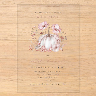 Invitations En Acrylique Mariage Citrouille Coup de Foudre Rose Fantaisiste