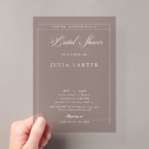 Invitations En Acrylique Mariage classique ivoire marron calligraphie Baby