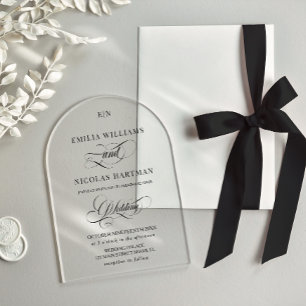 Invitations En Acrylique Mariage Classique Monogramme Minimaliste