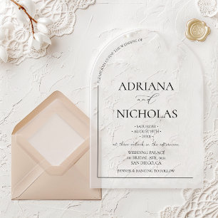 Invitations En Acrylique Mariage classique noir et blanc