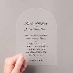 Invitations En Acrylique Mariage Classique Noir et Blanc Intemporel