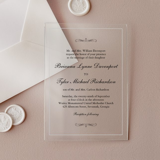 Invitations En Acrylique Mariage classique simple et élégant (Créateur téléchargé)
