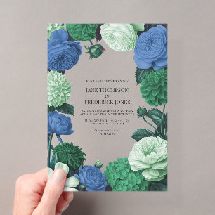 Invitations En Acrylique Mariage Cloud Mint, bleu alpin et brume éternelle