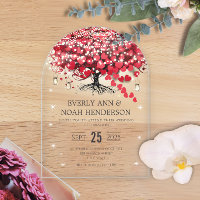 Mariage d'arbre de feuilles de coeur rouge enchant
