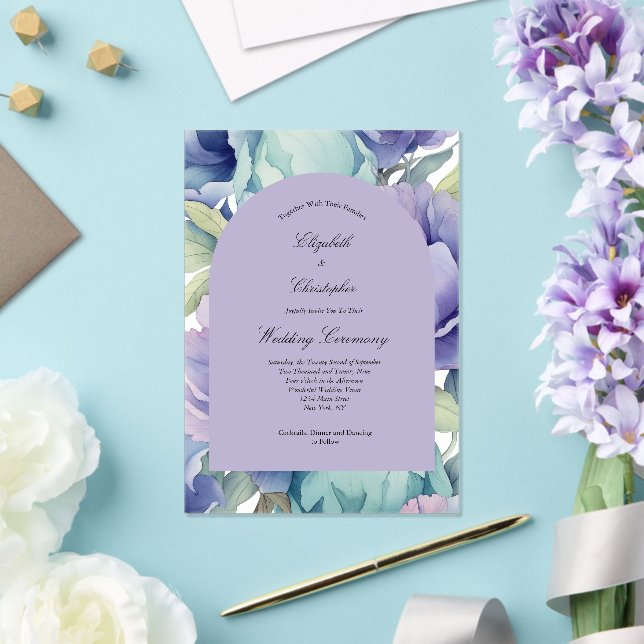 Invitations En Acrylique Mariage d'arche florale bleu violet (Insitu (Mariage))