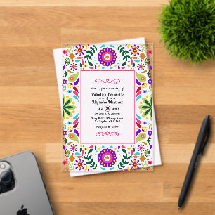 Invitations En Acrylique Mariage d'art populaire mexicain transparent Fiest
