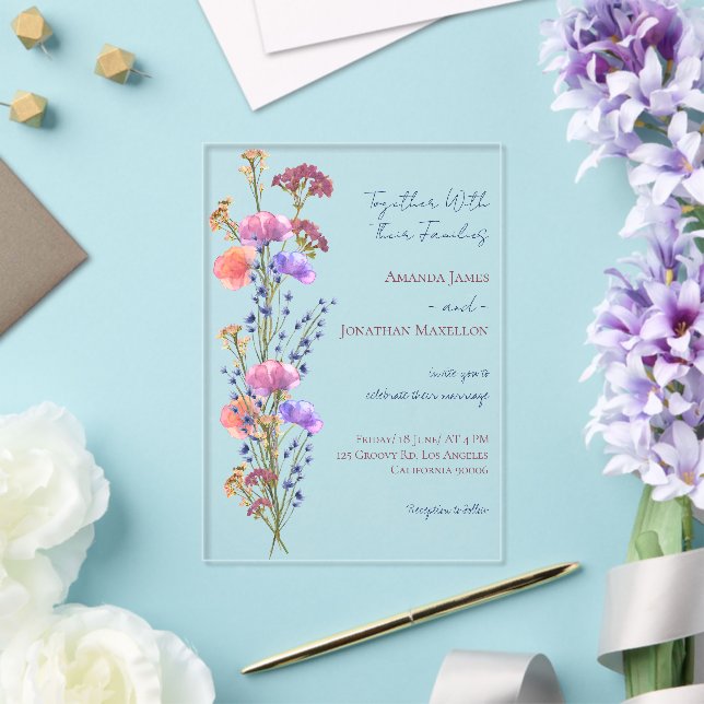 Invitations En Acrylique Mariage de bouquet floral délicieux rustique (Insitu (Mariage))