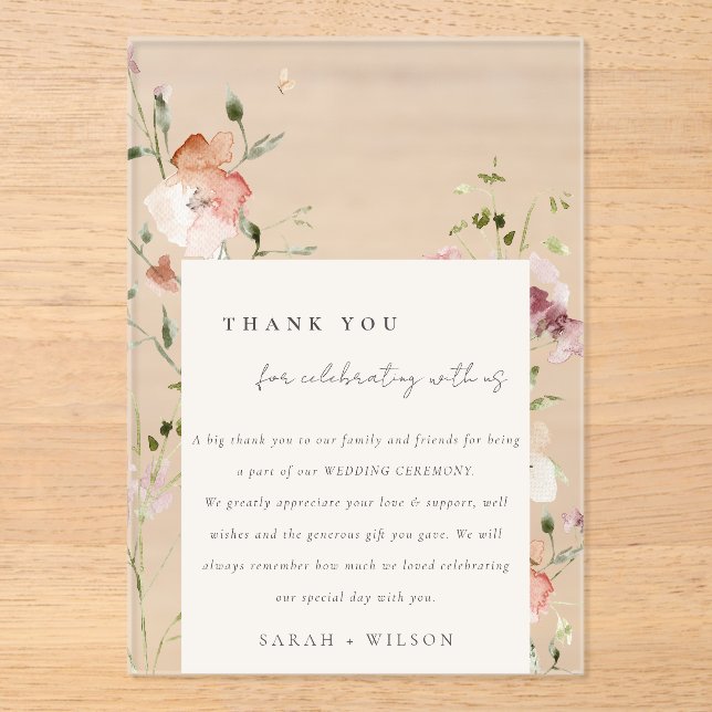 Invitations En Acrylique Mariage de cadre floral à mousse souple (Recto)