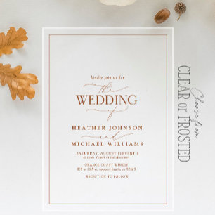 Invitations En Acrylique Mariage de calligraphie en terre cuite moderne