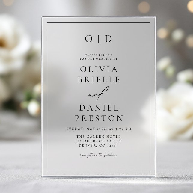 Invitations En Acrylique Mariage de calligraphie moderne minimaliste (Créateur téléchargé)