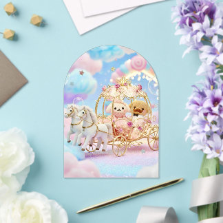 Invitations En Acrylique Mariage de chiot mignon Carrosse de conte de fées