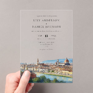 Invitations En Acrylique Mariage de destination à Florence en Italie aquare