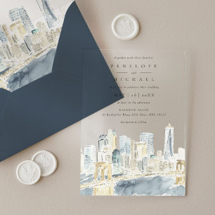 Invitations En Acrylique Mariage de destination à New York City USA à l'aqu