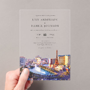 Invitations En Acrylique Mariage de destination aquarelle sur la ligne d'ho