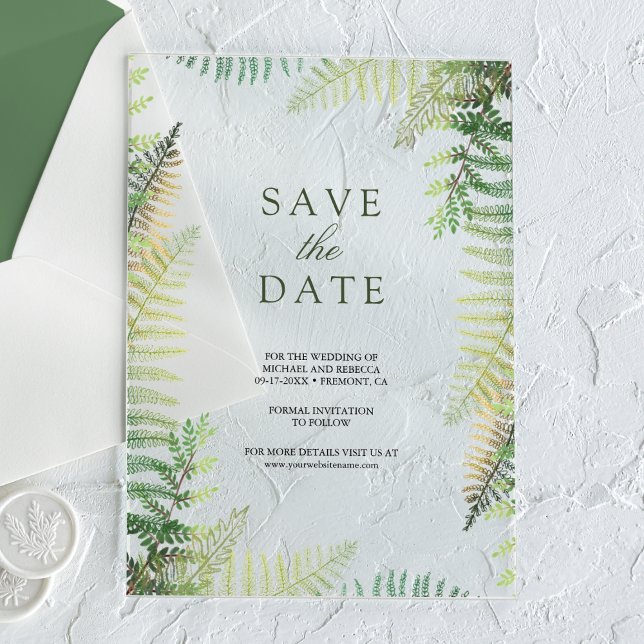 Invitations En Acrylique Mariage de Fermes vertes luxuriantes Sauvez la dat (Créateur téléchargé)