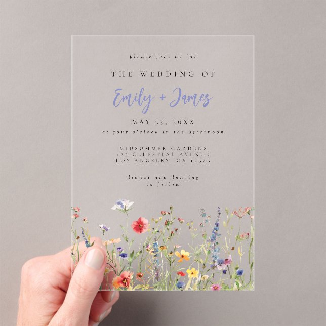 Invitations En Acrylique Mariage de Fleur sauvage Rainbow Bold (In situ (ordinateur de poche))