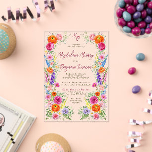 Invitations En Acrylique Mariage de jardin fantaisiste et fleuri de mariage