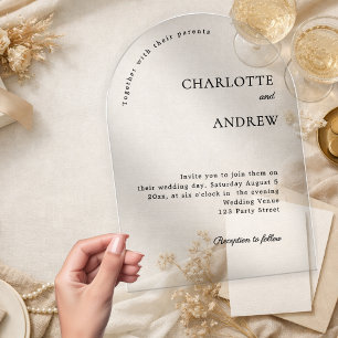 Invitations En Acrylique Mariage de luxe minimaliste moderne transparent