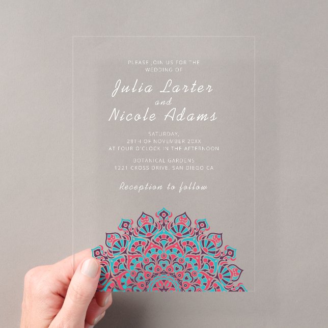 Invitations En Acrylique Mariage de Mandala de croissant aérien radieux (In situ (ordinateur de poche))