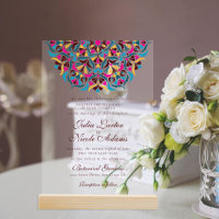 Mariage de mandala floral fantaisiste bleu magenta