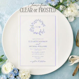 Invitations En Acrylique Mariage de monogramme de poitrine feutrée moderne