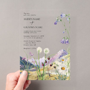Invitations En Acrylique Mariage de montagne Rustique Fleur sauvage aquarel