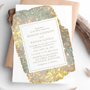 Invitations En Acrylique Mariage de Parties scintillant Iridescente moderne