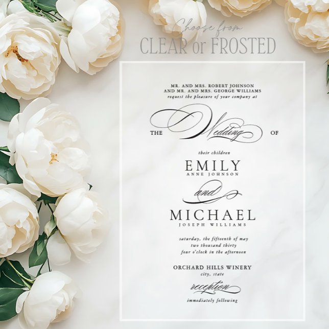 Invitations En Acrylique Mariage de script classique moderne élégant (Créateur téléchargé)