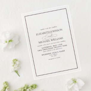 Invitations En Acrylique Mariage de script classique violet formel
