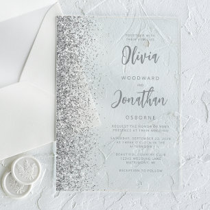 Invitations En Acrylique Mariage de script moderne Parties scintillant arge