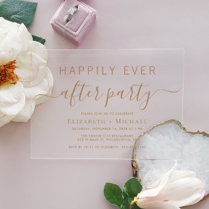 Invitations En Acrylique Mariage de script or chic après la fête