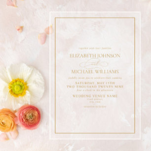 Invitations En Acrylique Mariage de style classique avec écriture dorée