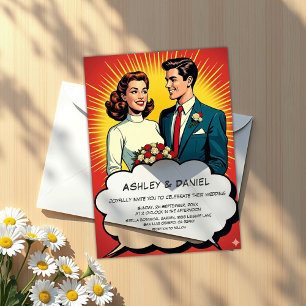 Invitations En Acrylique Mariage de style Comic Vintage Rétro Romantique Co