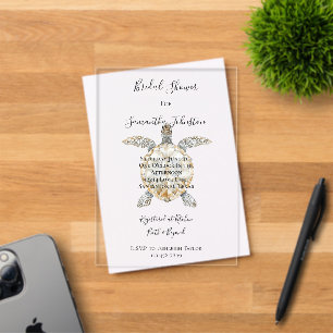 Invitations En Acrylique Mariage de Tortues Marines de la Plage Crème