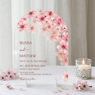 Invitations En Acrylique Mariage décontracté sous les fleurs de cerisier