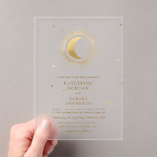Invitations En Acrylique Mariage des étoiles de minuit céleste