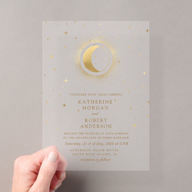 Invitations En Acrylique Mariage des étoiles de minuit céleste (In situ (ordinateur de poche))
