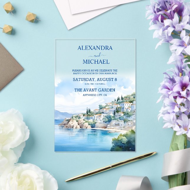 Invitations En Acrylique Mariage Destination Santorin (Insitu (Mariage))
