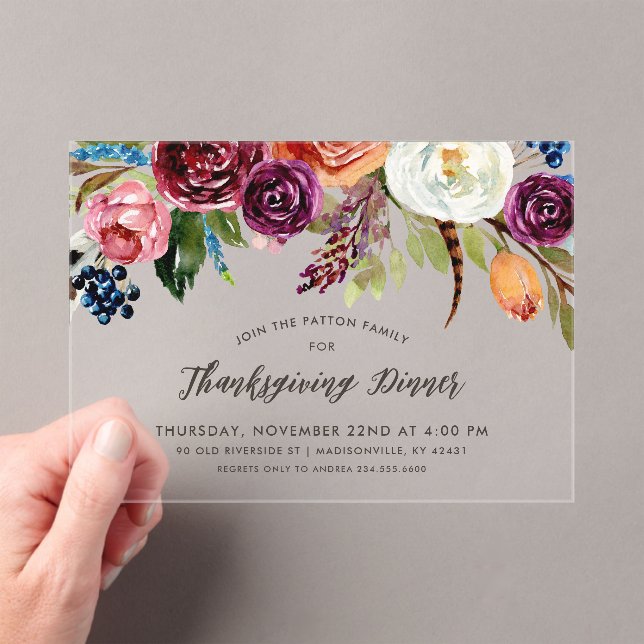 Invitations En Acrylique Mariage d'hiver floral de vacances (In situ (ordinateur de poche))