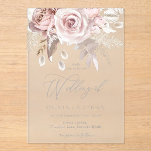 Invitations En Acrylique Mariage du concepteur de tendance Boho Blush & Dus
