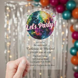 Invitations En Acrylique Mariage du Party Disco Ball Sparkle Glam des année