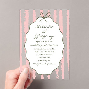 Invitations En Acrylique Mariage écriture manuscrite rayures capricieuses