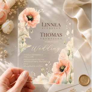 Invitations En Acrylique Mariage éditorial élégant Poppy Blush doux