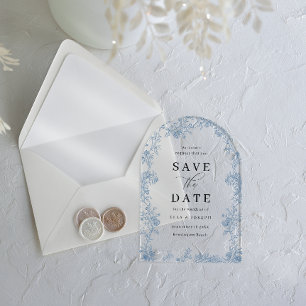 Invitations En Acrylique Mariage Elégance vintage Enregistrer La Date